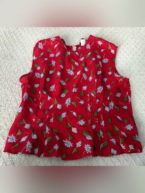 J.Crew Red Floral Sleeveless Blouse